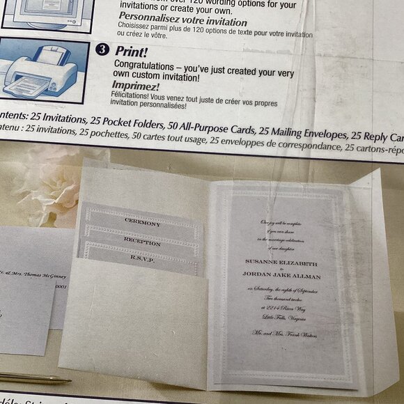 Wilton Wedding Invitation Card Kit 25 Ct. Wedding Stationary Print Your Own - Picture 7 of 8